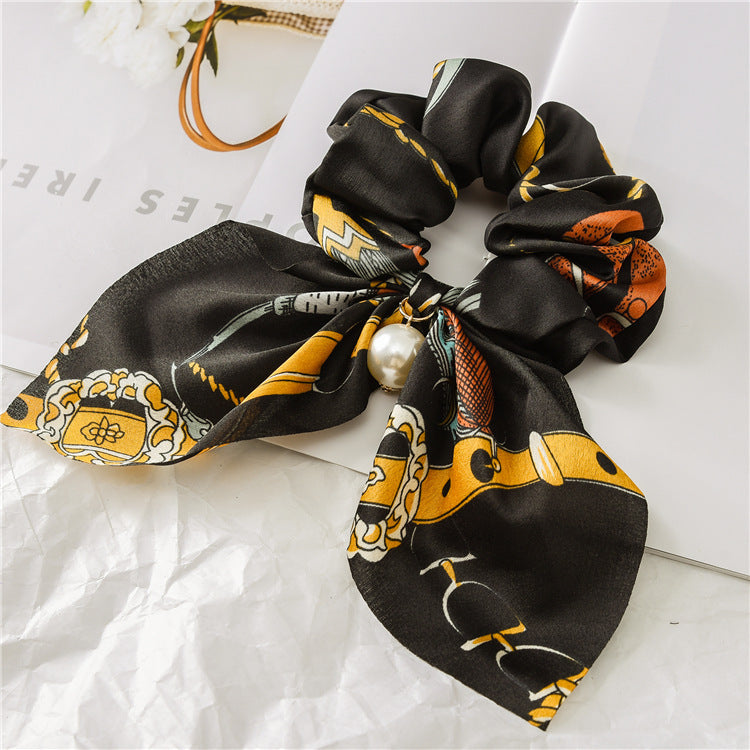 Pearl Pendant Large Intestine Ring Hair Band Women's Hair Knot Knotted Big Bow Hair Rope Pearl Pendant Large Intestine Ring Hair Band Women's Hair Knot Knotted Big Bow Hair Rope